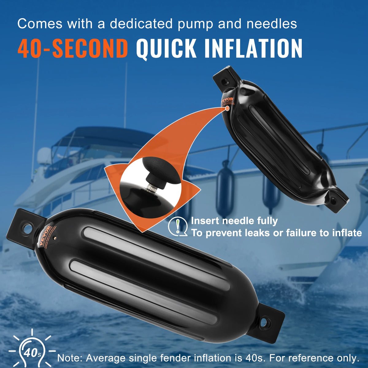 SucceBuy Inflatable Ribbed Marine Dock Fender With Air Pump