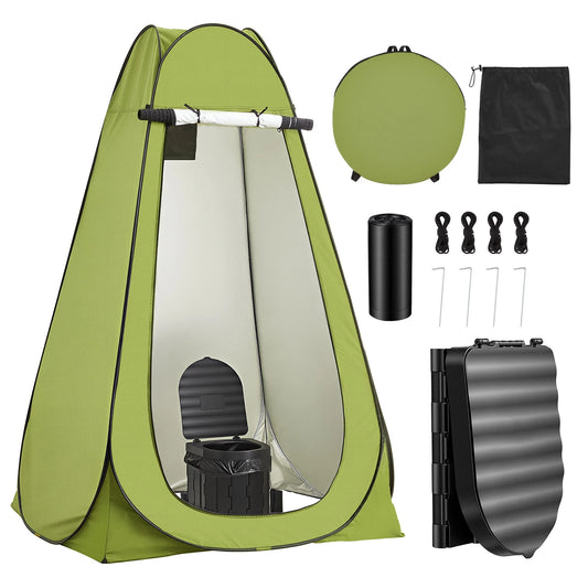 SucceBuy Portable Toilet Kit 330 lbs Load Capacity with Pop-Up Tent Outdoor Travel Potty Suitable for RV Travel Camping Hiking