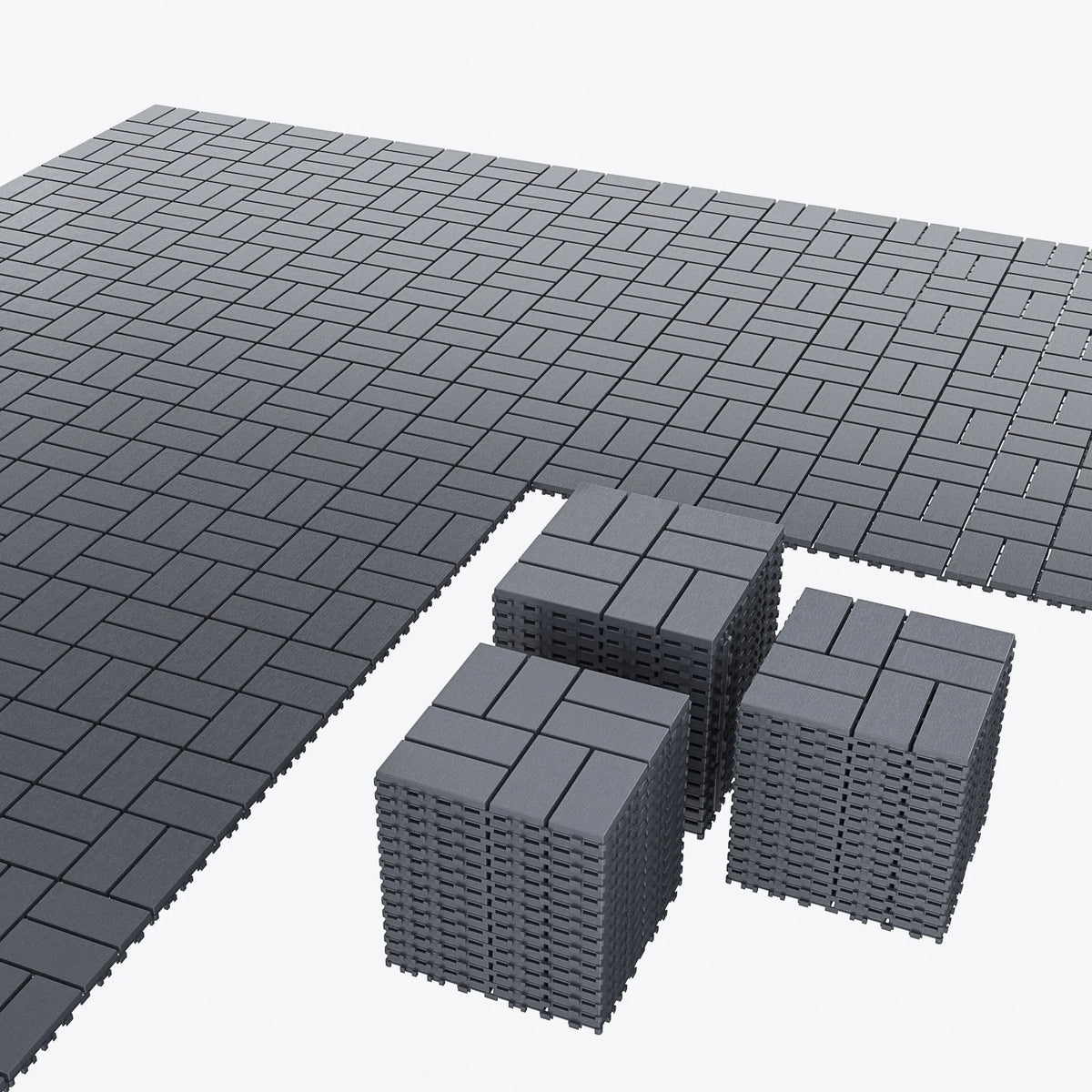 Plastic Interlocking Deck Tiles, 84-Pack, 12 x 12 Inches
