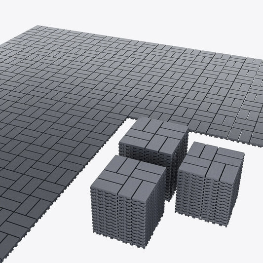 Plastic Interlocking Deck Tiles, 84-Pack, 12 x 12 Inches