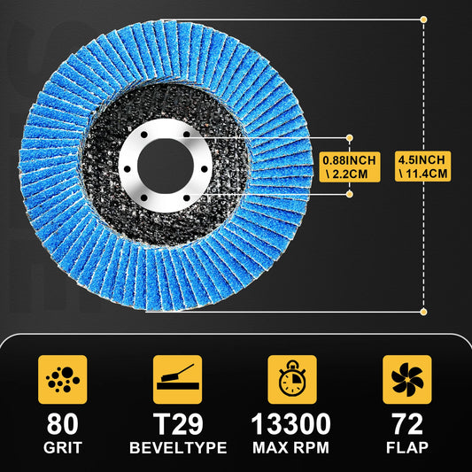 24 Pack 80 Grit Zirconia Flap Discs For Angle Grinder