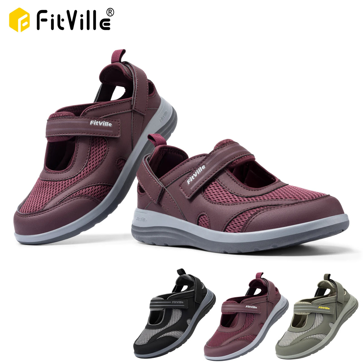 Fitville Womens Mary Jane Sandals Lightweight Breathable Walking Comfort