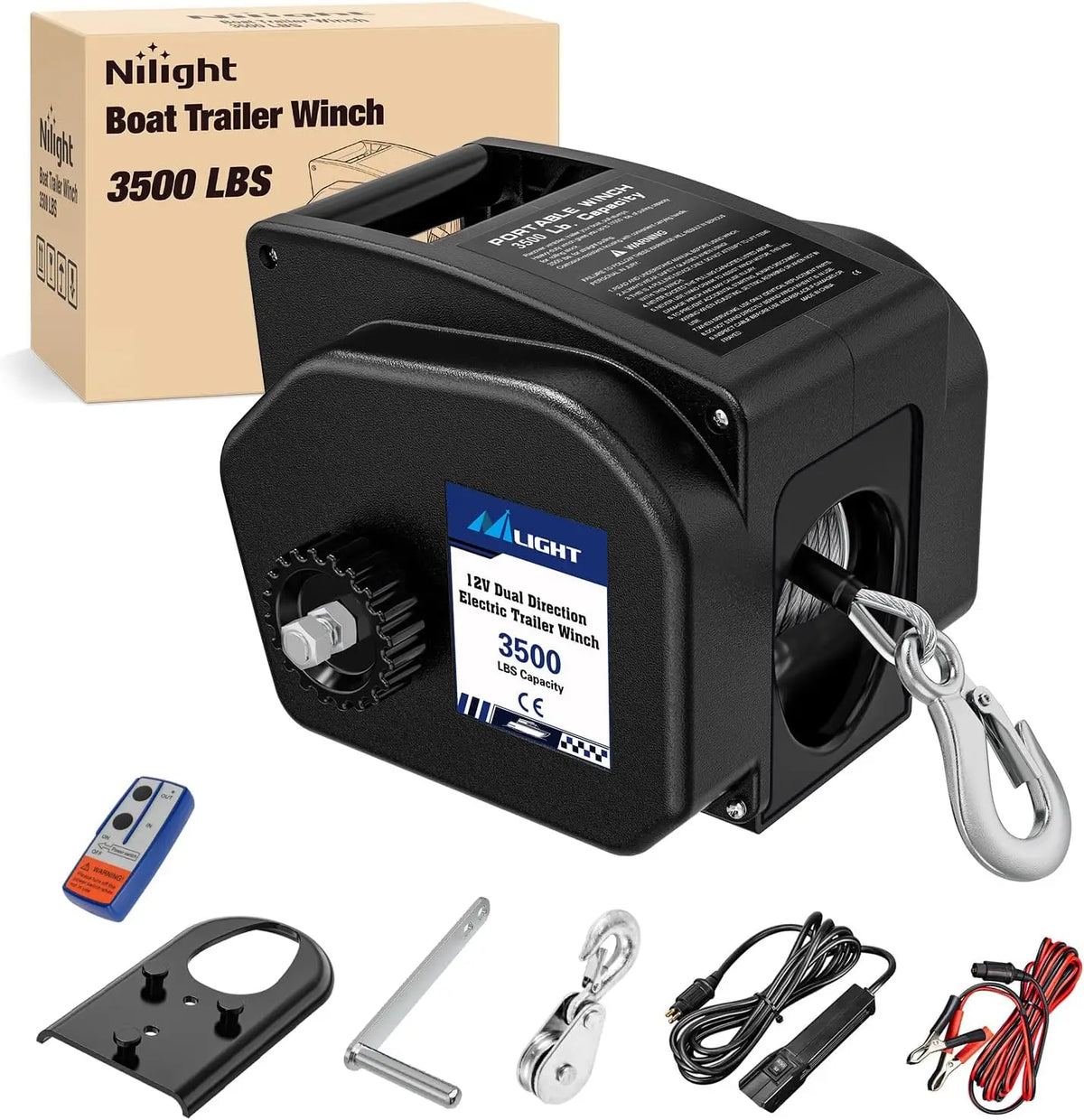 Portable Electric Boat Trailer Winch With Remote And Manual Mode