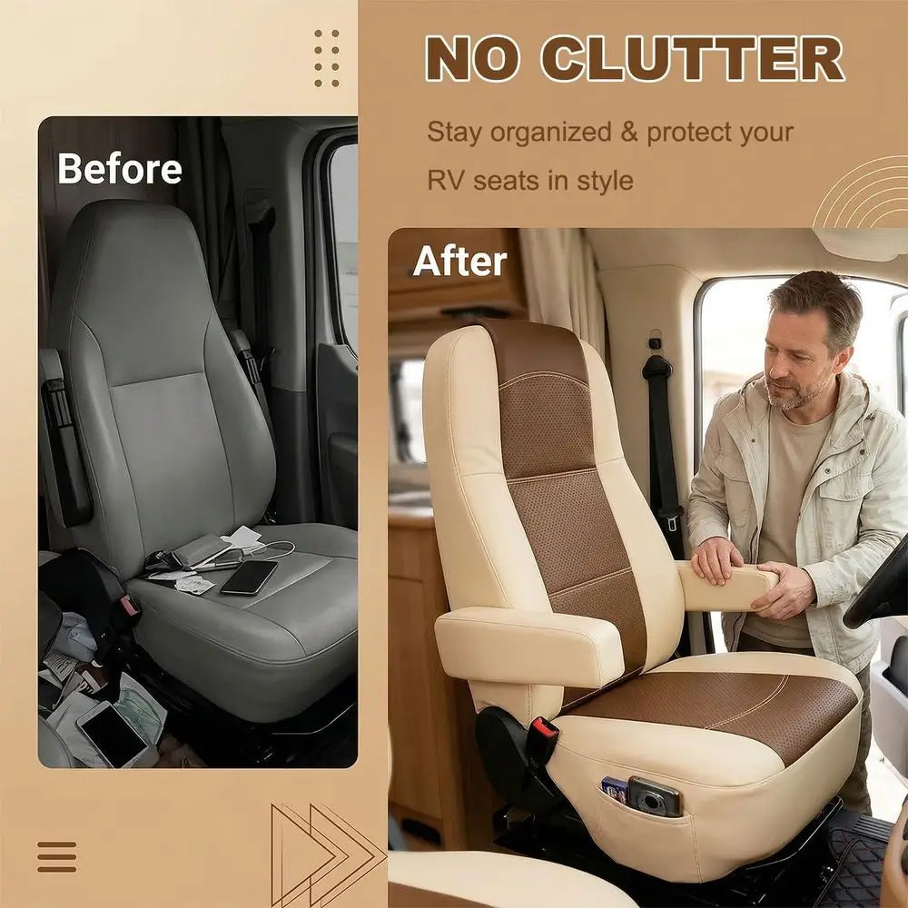 Custom Fit Nappa Leather RV Front Captain Chair Covers