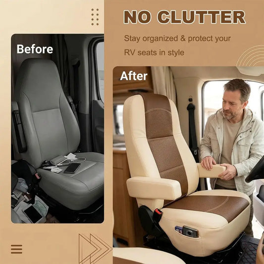 Custom Fit Nappa Leather RV Front Captain Chair Covers