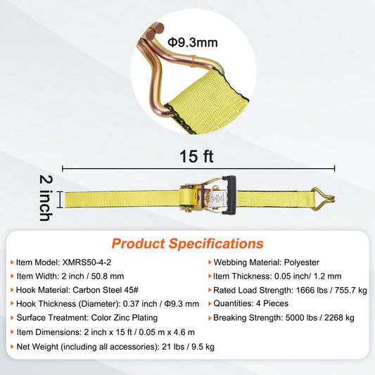 SucceBuy Ratchet Tie Down Straps For Secure Cargo Transport