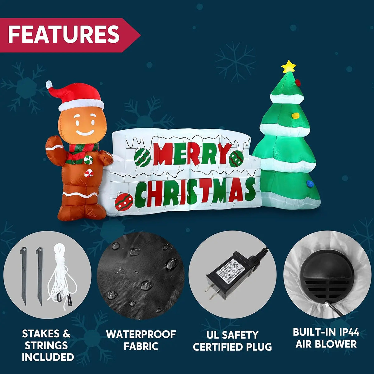 Christmas Inflatable Gingerbread Tree Holiday Yard Decor