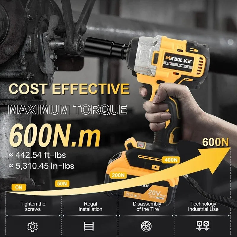 Cordless Brushless Impact Wrench, 1/2-Inch Drive, Variable Speed