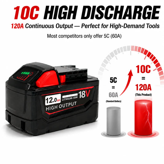 18V 12Ah 10C Lithium Battery For Milwaukee M18 Power Tools