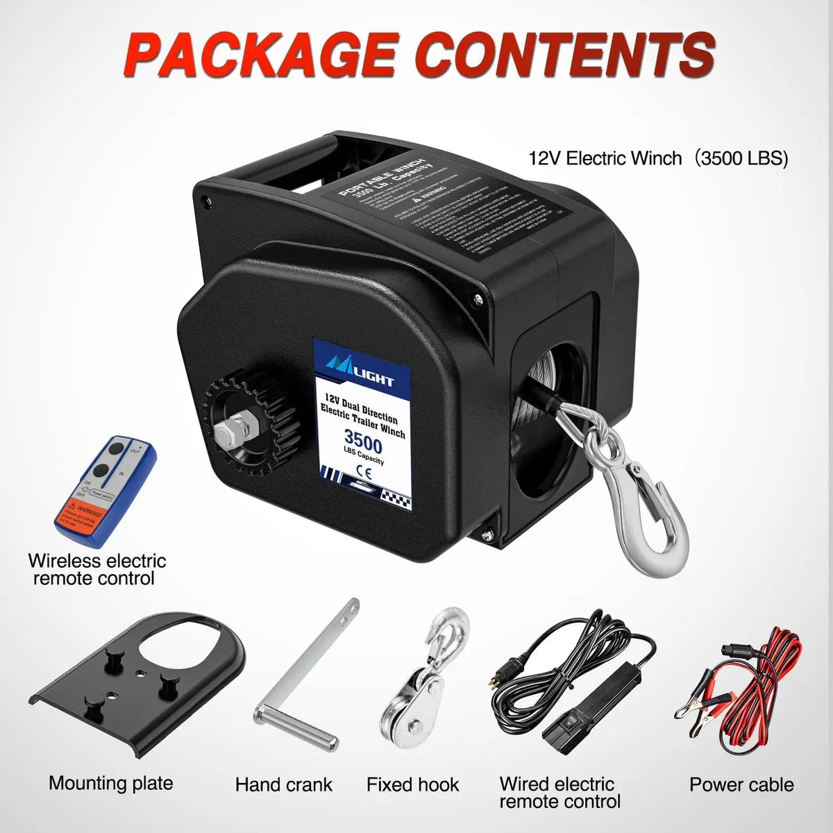 Portable Electric Boat Trailer Winch With Remote And Manual Mode