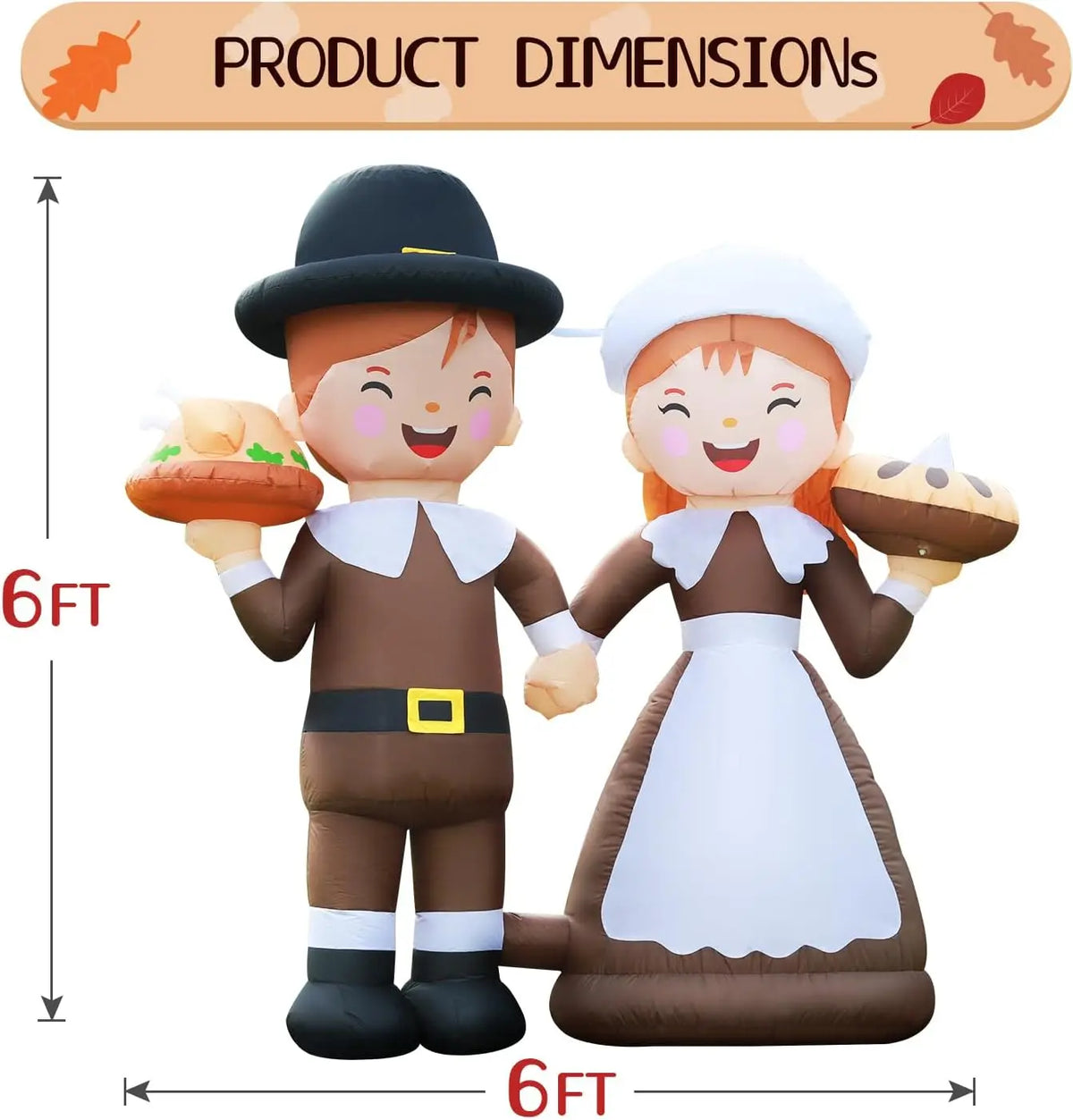 Shxi Led Lighted Inflatable Pilgrim Boy And Girl Holiday Decoration