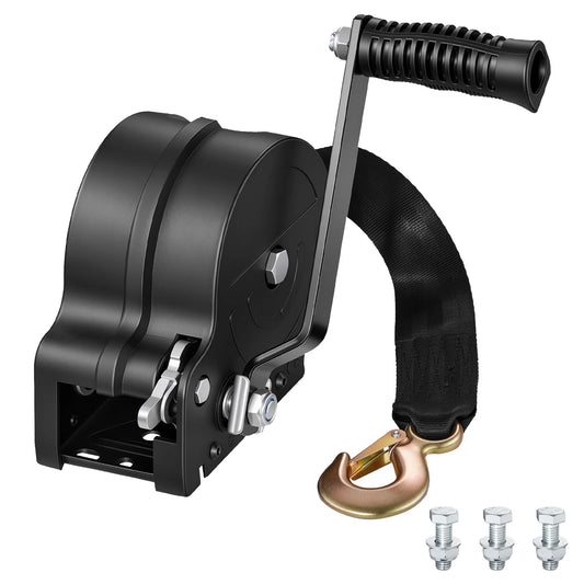 1600Lbs Portable Manual Boat Winch With Strap 2Speed Trailer Towing