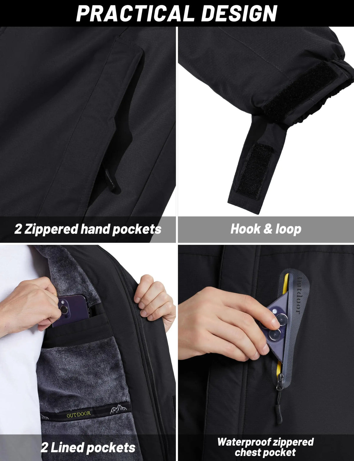 Cavva Men Waterproof Fleece Lined Winter Parka With Removable Hood