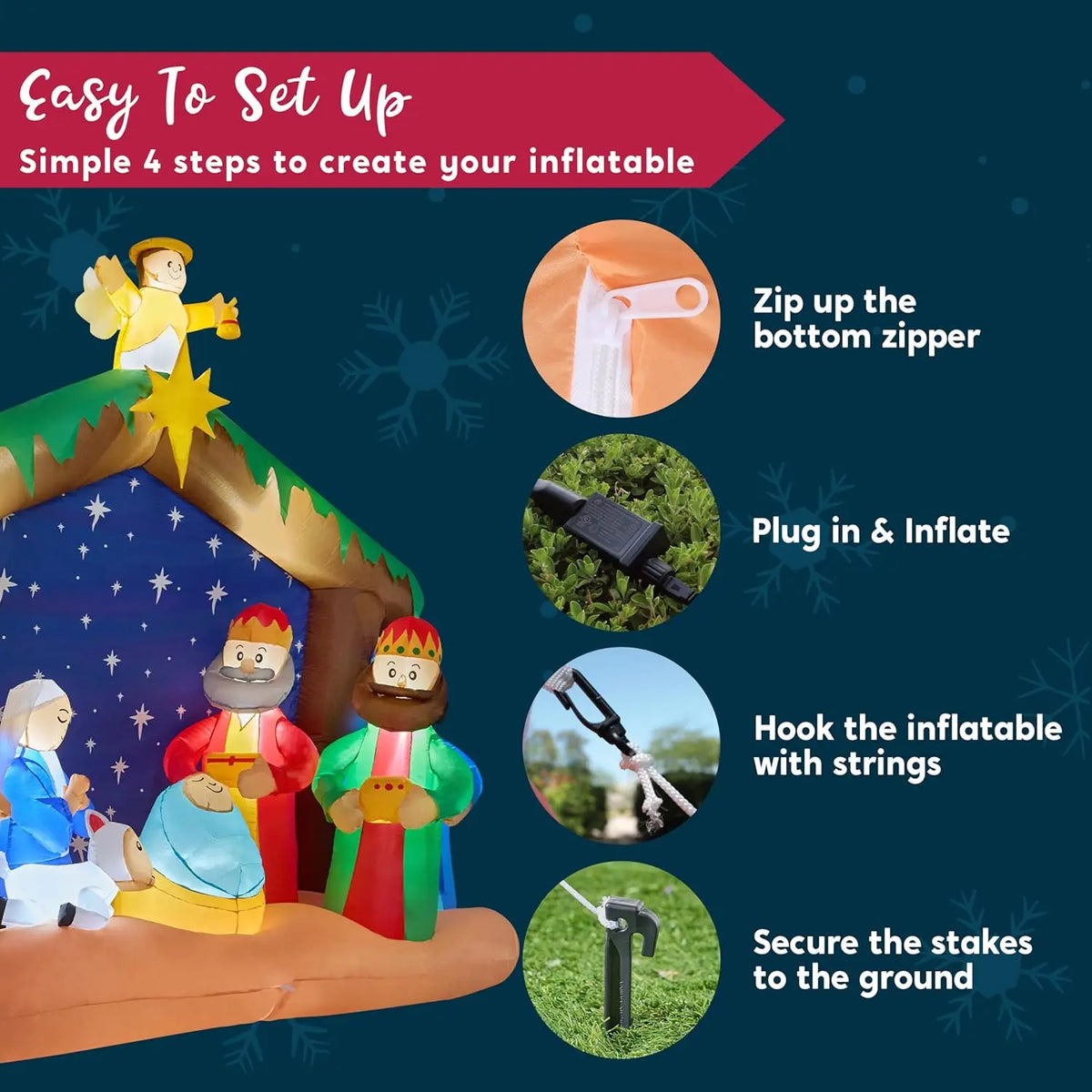 Joyfy Christmas Inflatable Nativity Scene With Led Lights