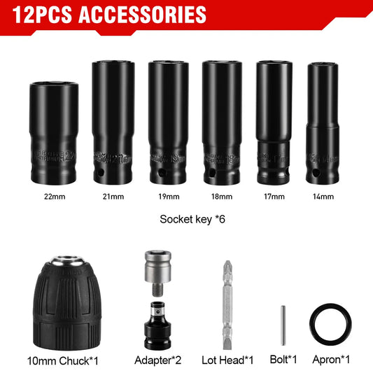 Onevan Heavy Duty Impact Wrench Socket Adapter Tool Kit