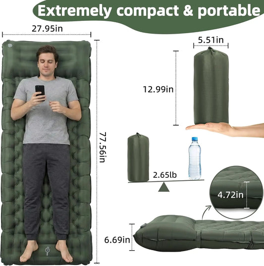 Ultralight Inflatable Camping Sleeping Pad With Pillow And Pump