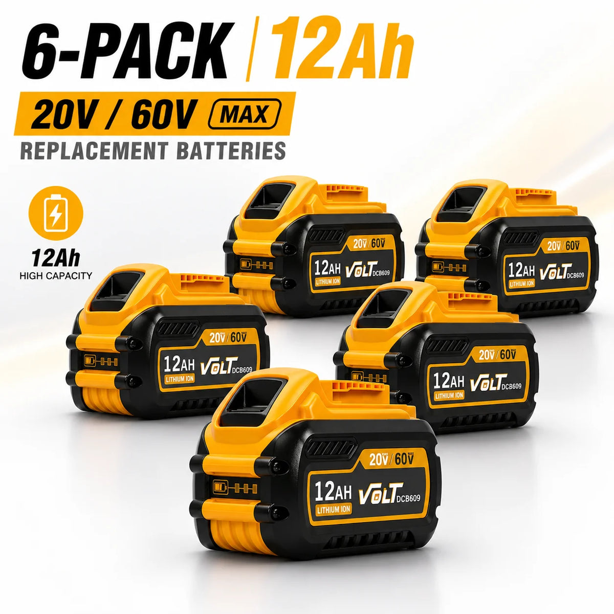 Replacement Battery Compatible Dewalt Dcb612 60v Max Cordless Power Tools