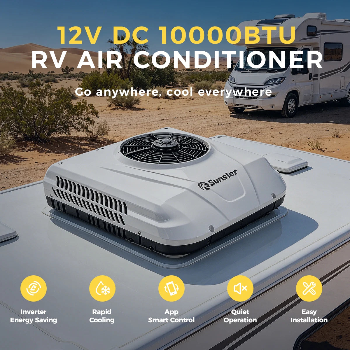 Sunster 12V Bluetooth Rooftop Parking Air Conditioner With LED