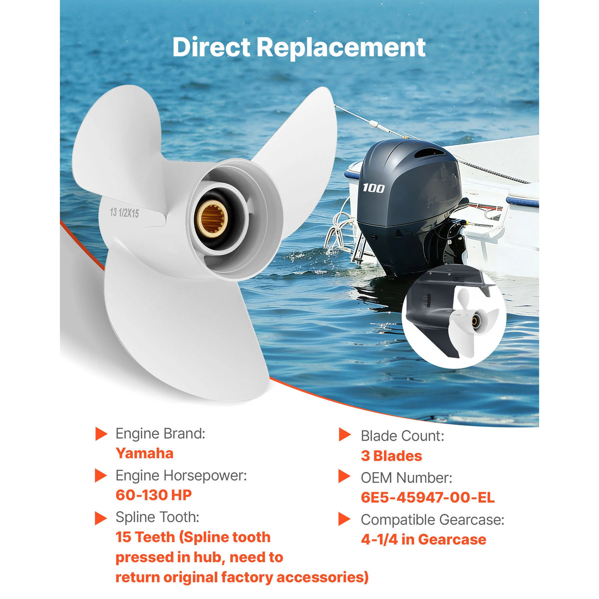 SucceBuy Aluminum Outboard Propeller For Yamaha Boats