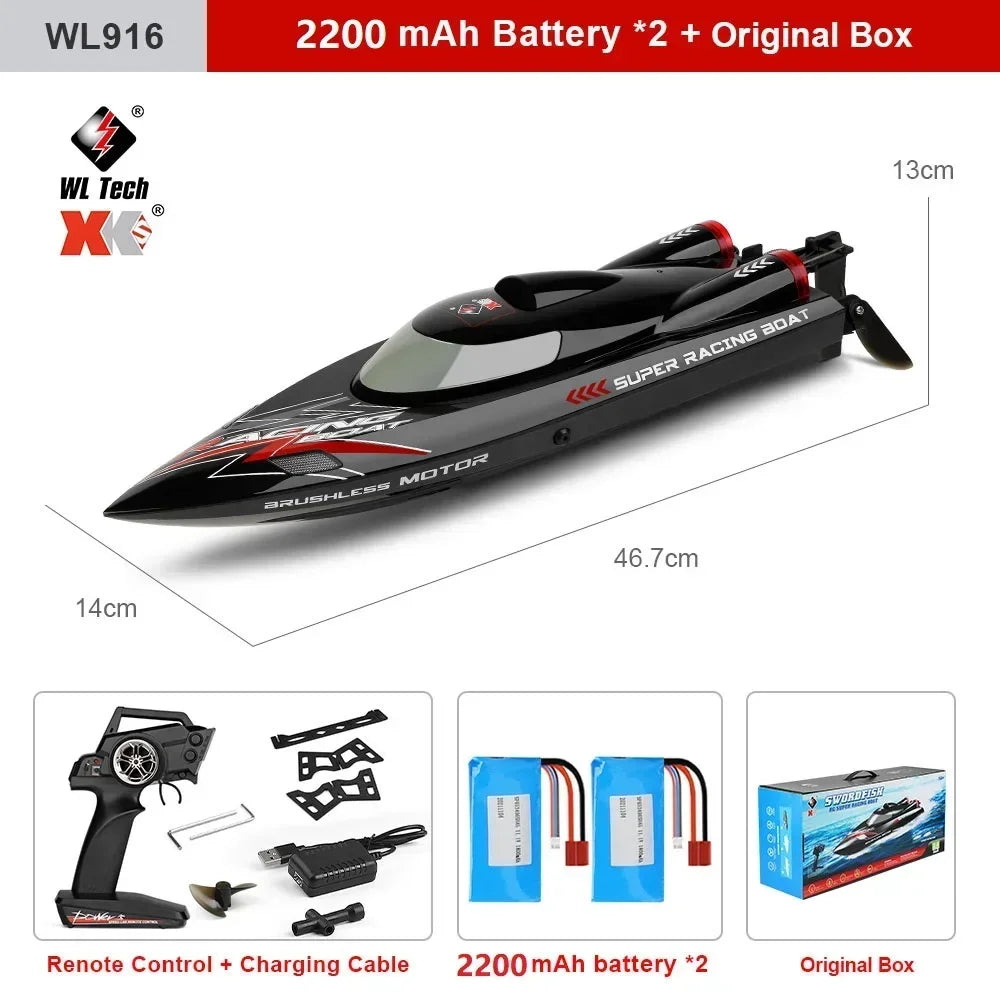 Jikefun Brushless RC Boat 55KMH Racing Speedboat With Two Batteries