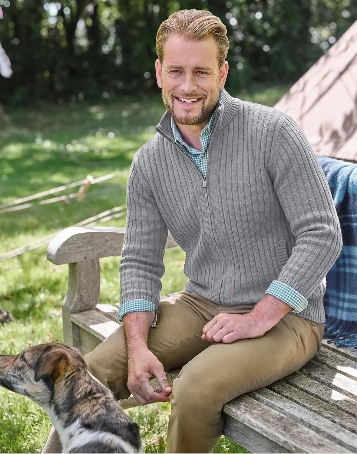 Pioneer Camp Full Zip Up Slim Fit Stand Collar Knit Sweater