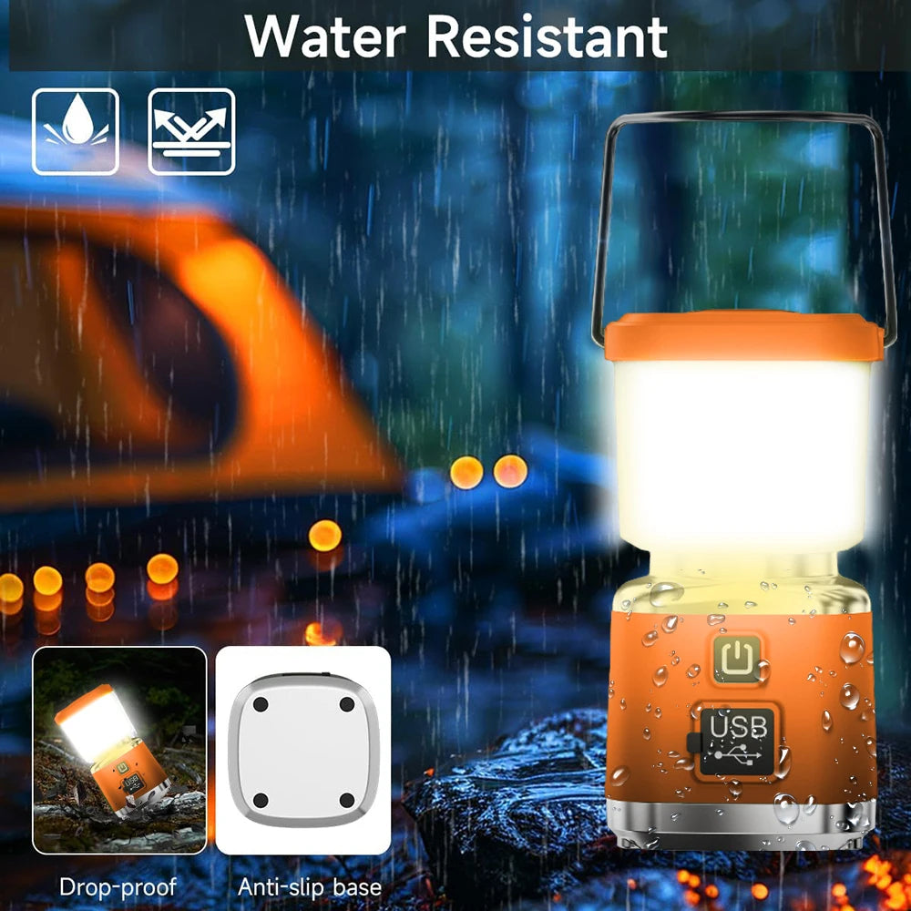 Waterproof Rechargeable LED Camping Lantern and USB Power Bank