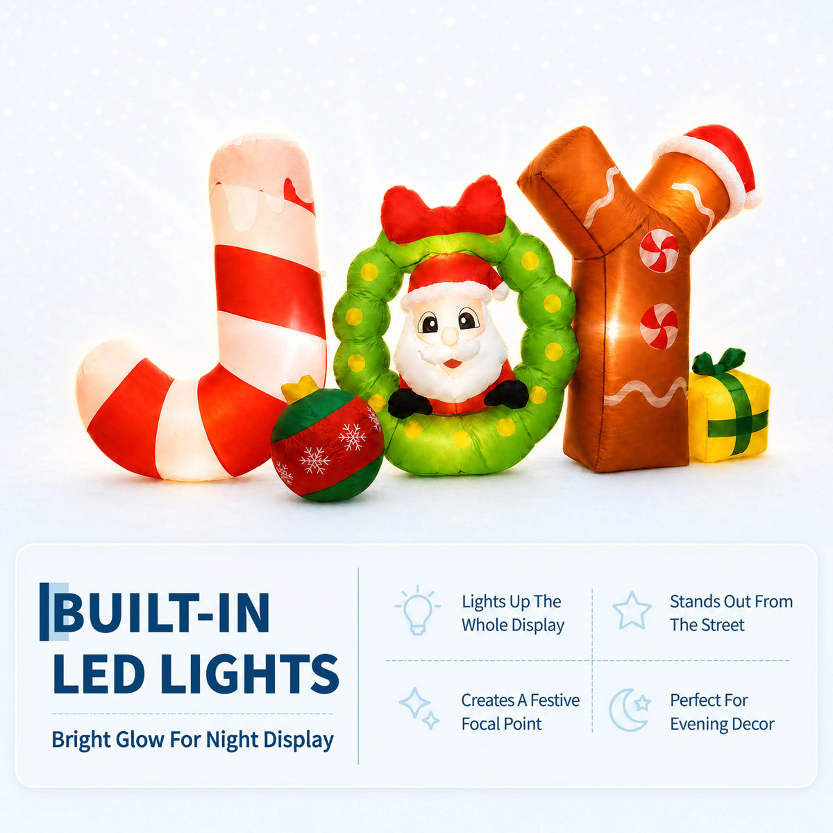 Lighted Christmas Inflatable Joy Sign Outdoor Holiday Yard Decoration