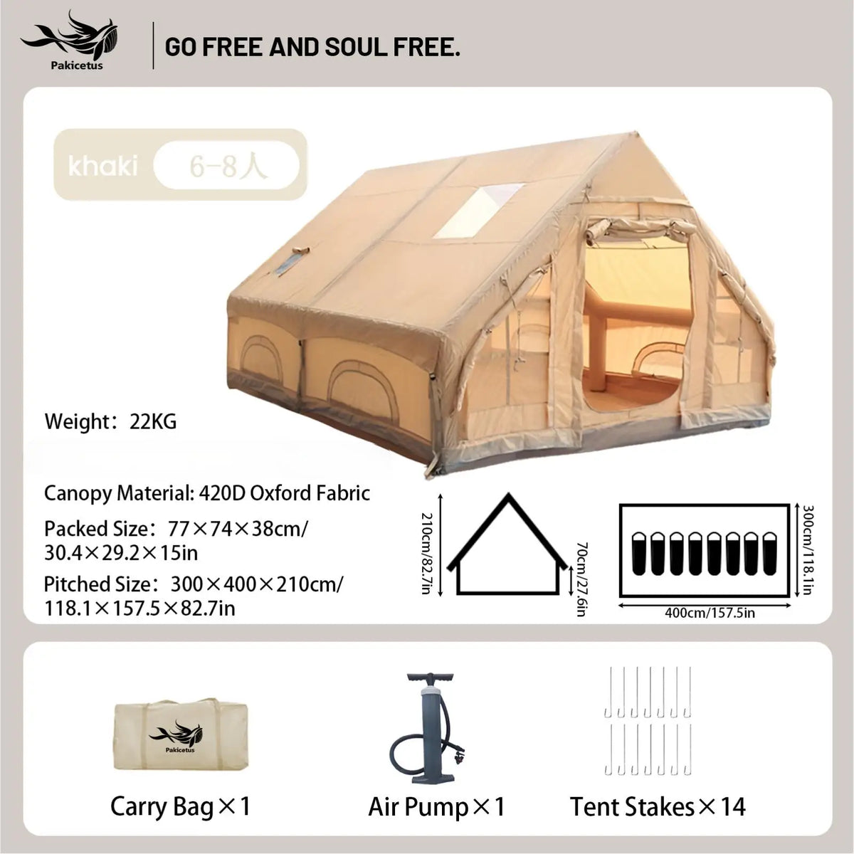 Pakicetus Waterproof Inflatable Camping Tent For Outdoor Adventures