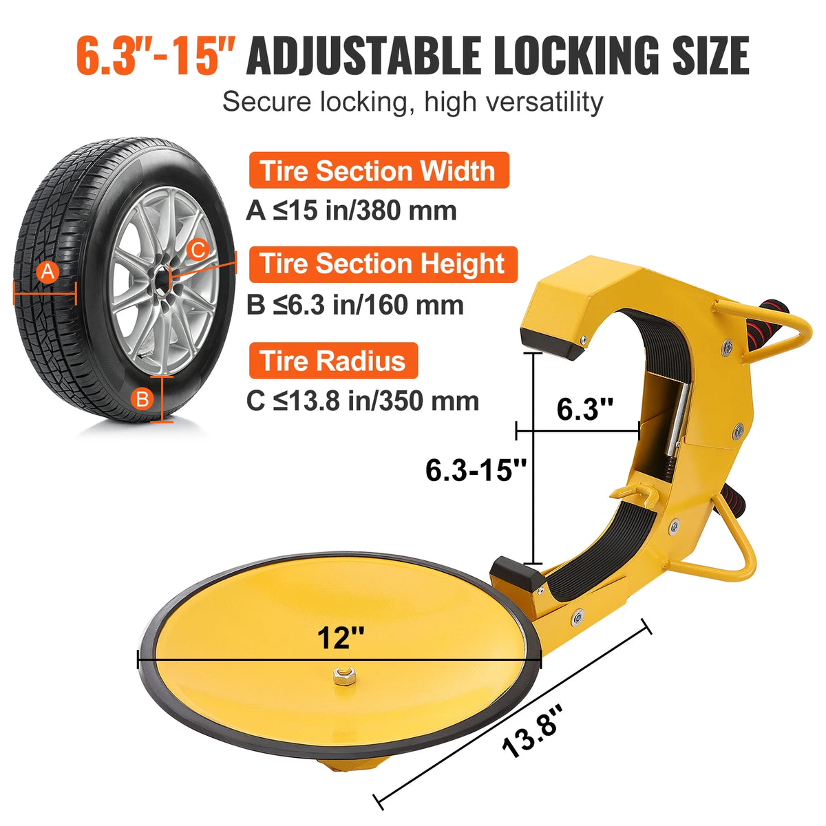 VEVOR Universal Adjustable Wheel Lock Clamp For RV And Cars