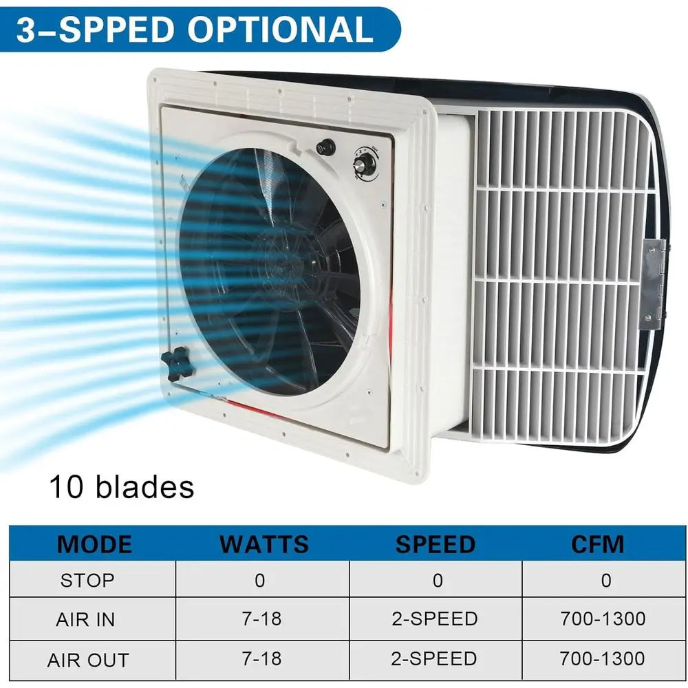 Manual RV Roof Vent Fan With Rain Shield Reversible Airflow