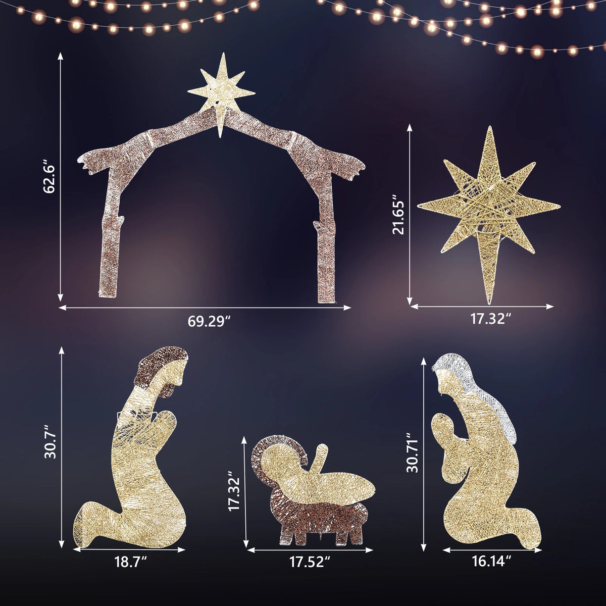 Lighted Nativity Scene Christmas Outdoor Holiday Yard Garden Decoration