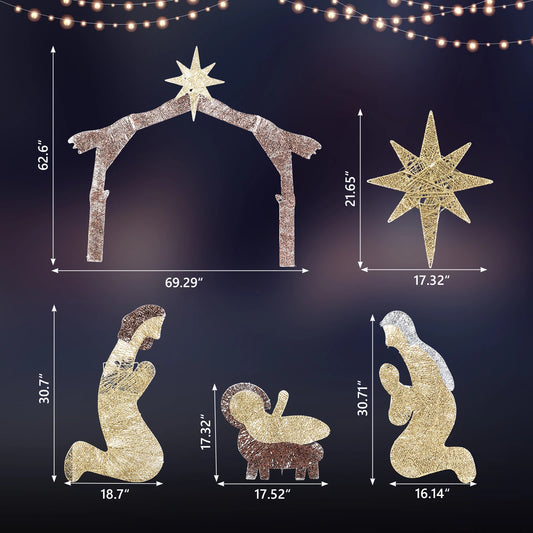 Lighted Nativity Scene Christmas Outdoor Holiday Yard Garden Decoration