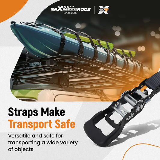 MXR Heavy Duty Ratchet Tie Down Straps With Safety Hooks