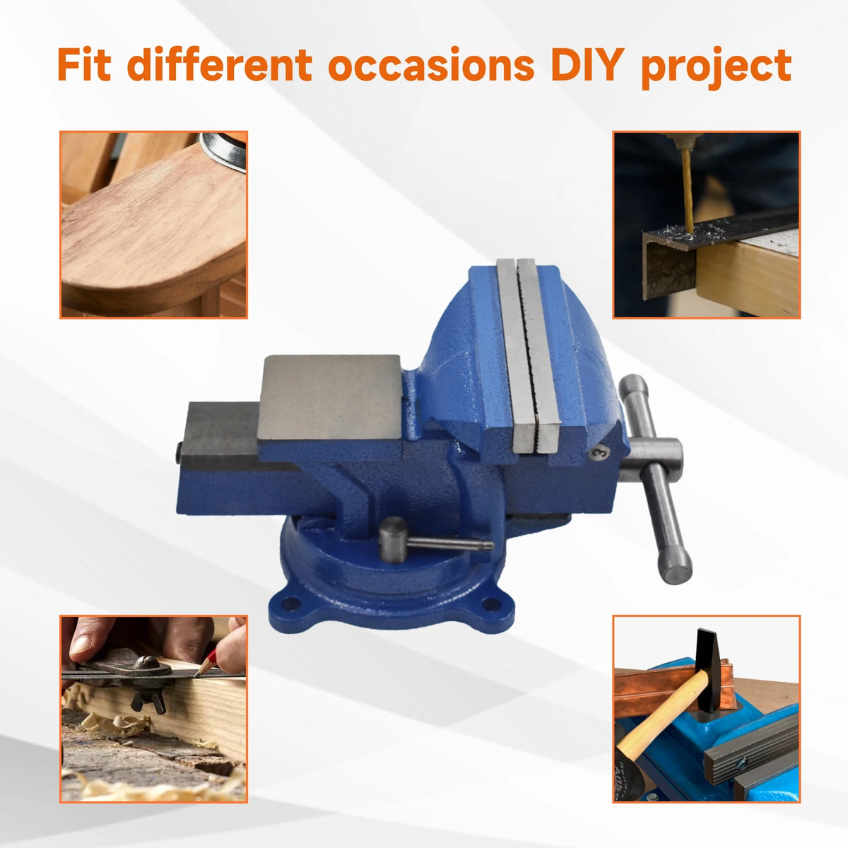 Industrial Swivel Bench Vise With Anvil And Tabletop Clamp