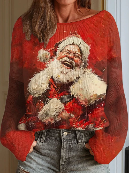 Santa Claus Knitted Christmas Festive Holiday Sweater Pullover
