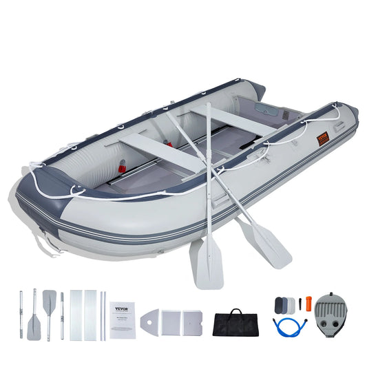 SucceBuy Inflatable Dinghy Boat With Wood Floor And Bench Seats