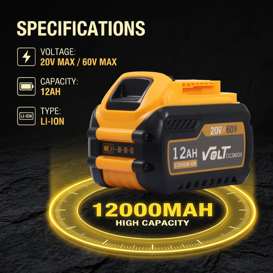 Four Pack 12Ah 60V Replacement Batteries For DeWalt Tools