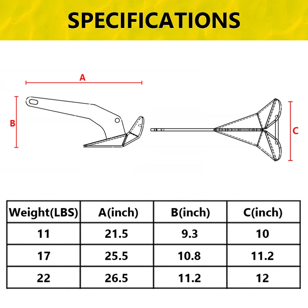 HiMISS Triangle Boat Anchor 316 Stainless Steel Delta Style
