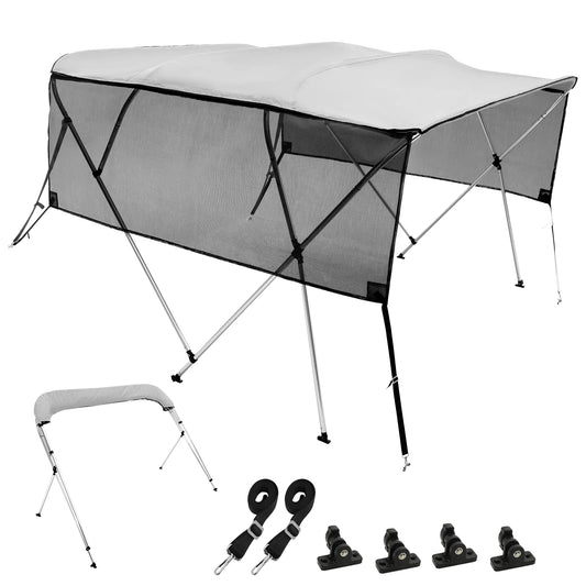 SucceBuy 4 Bow Bimini Top With Aluminum Frame Storage Boot