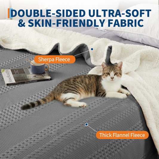Anixol Waffle Sherpa Heated Electric Blanket For Cozy Warmth