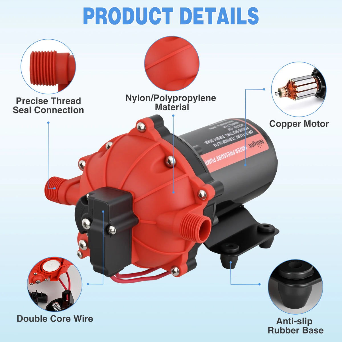 Nilight 12V Self Priming Diaphragm Water Pump For Camping