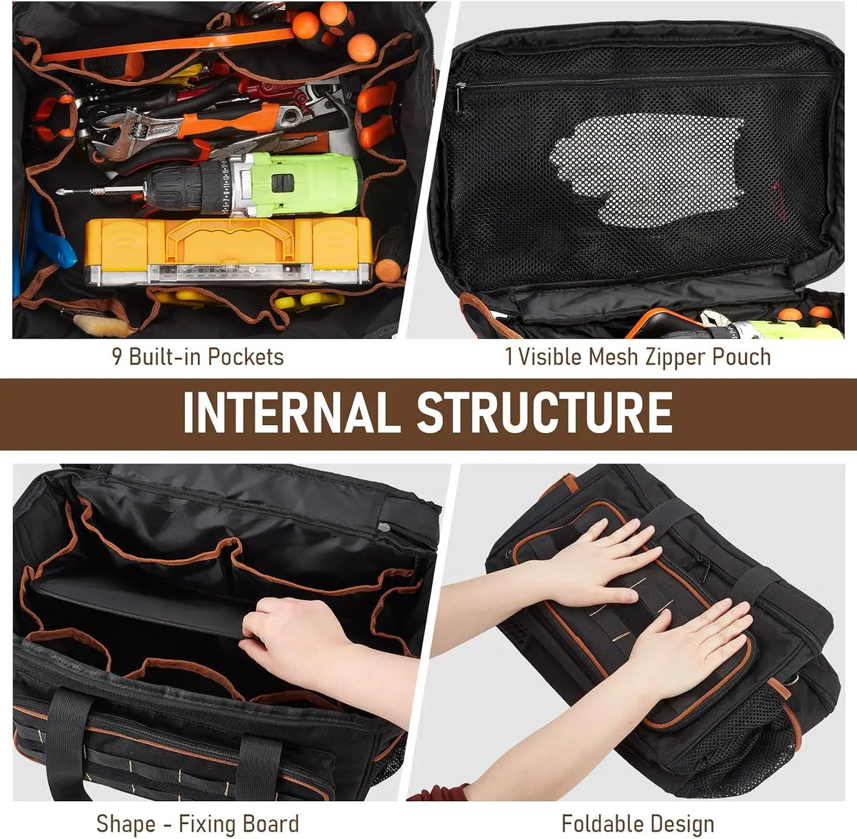 Professional 20 Pocket Tool Bag With Durable Shoulder Strap