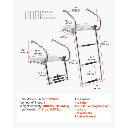 Folding SucceBuy Telescoping Stainless Steel Ladder