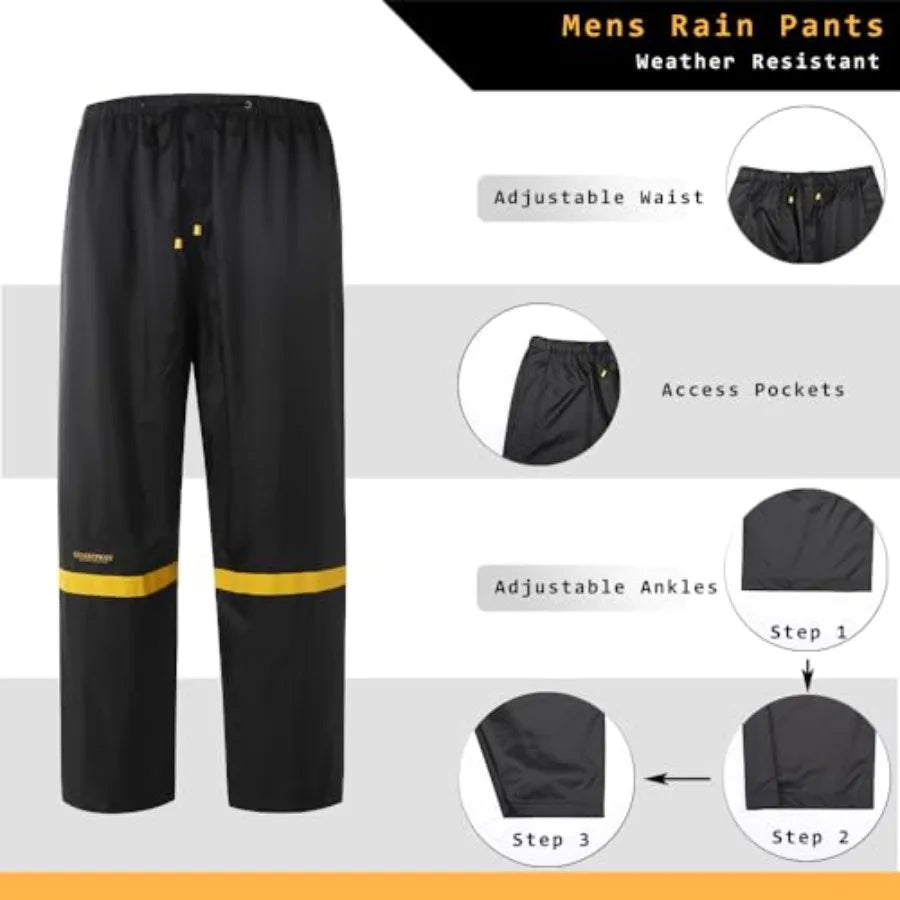 Waterproof Hooded Rain Jacket And Pants Set For Outdoor Use