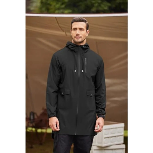 Lightweight Waterproof Hooded Long Raincoat Jacket For Women