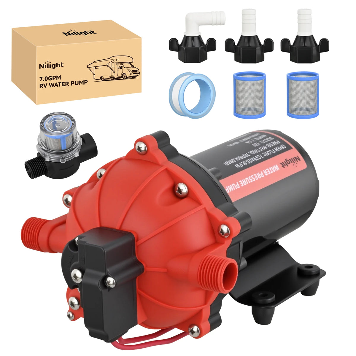 Nilight 12V Self Priming Diaphragm Water Pump For Camping