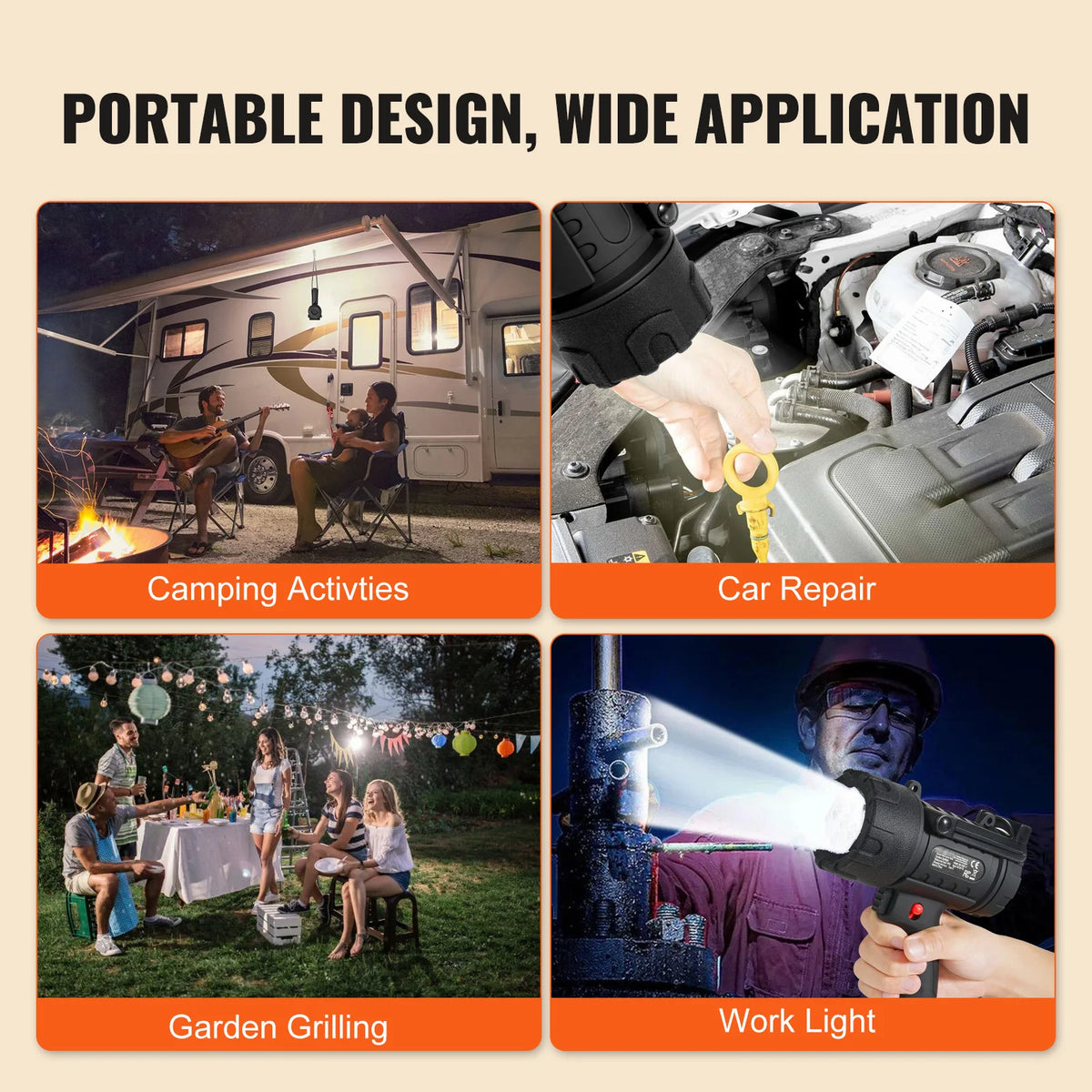 Professional Rechargeable Spotlight With Four Modes For Outdoor Camping Travel