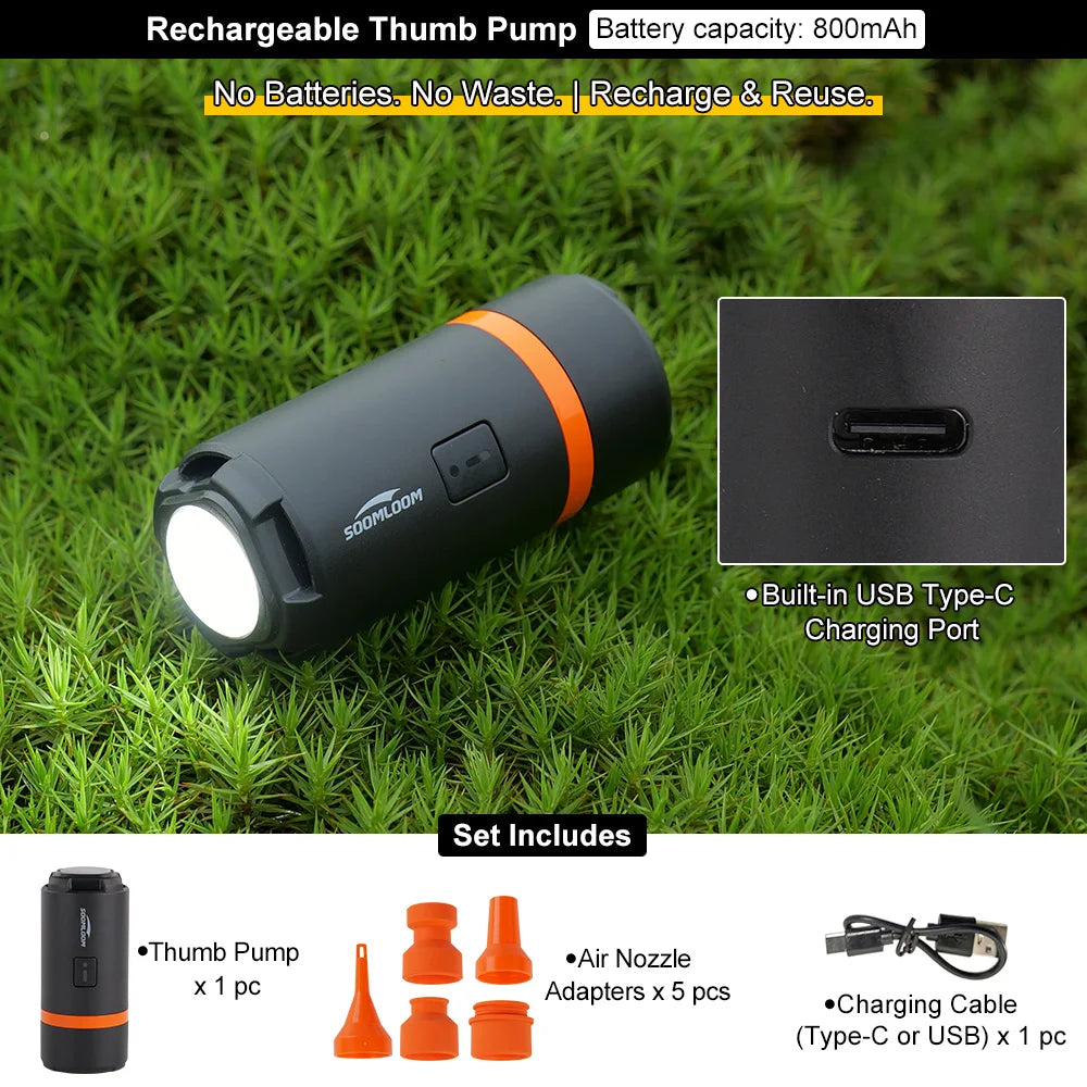 Soomloom Thumb Pump Portable Electric Inflator for Sleeping Pads