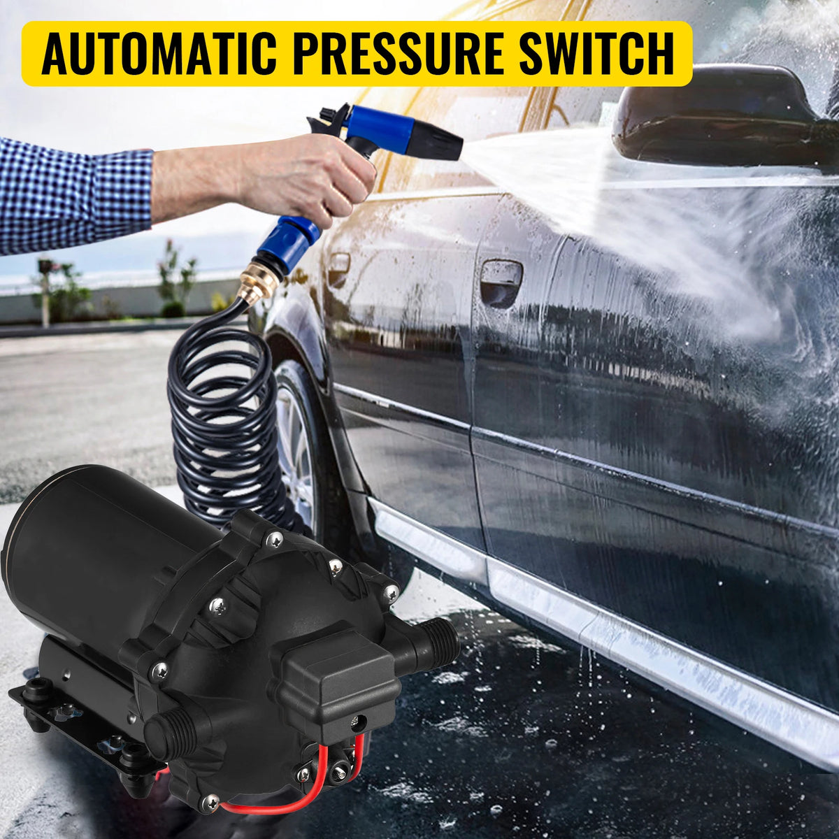 SucceBuy 5.5 GPM 12V Automatic Diaphragm Washdown Pump Kit