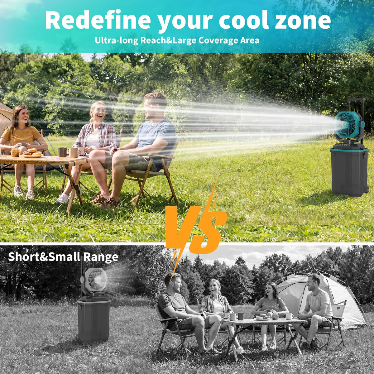 HiMISS Portable Misting Fan With Remote And Oscillating Wheels